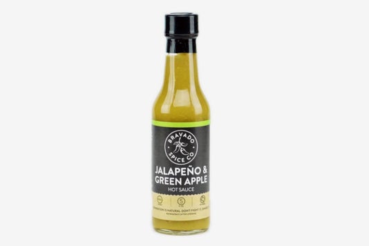 Bravado Spice Hot Sauce, Jalapeño and Green Apple sauce.
